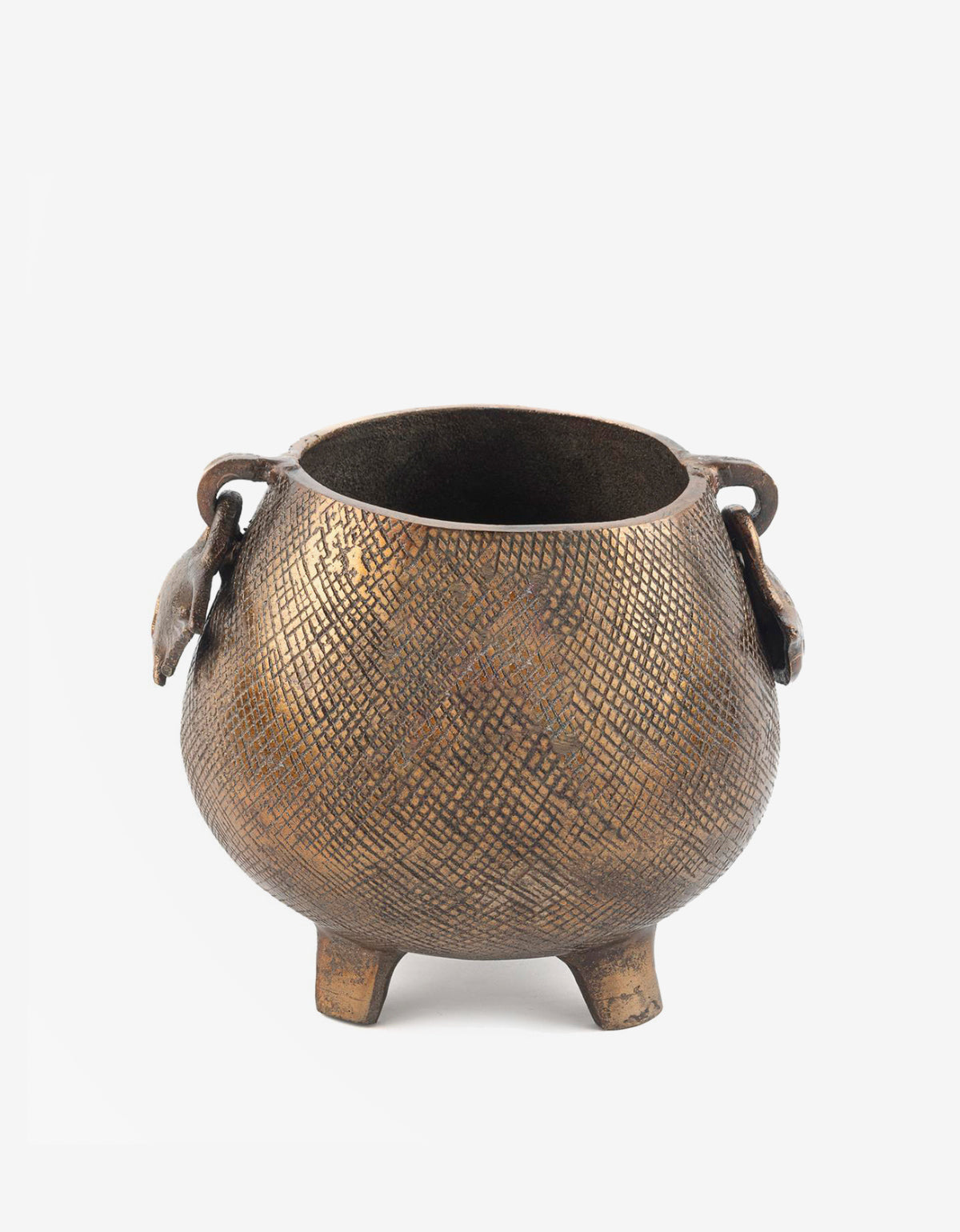 Antique Fish Handled Metal Vase