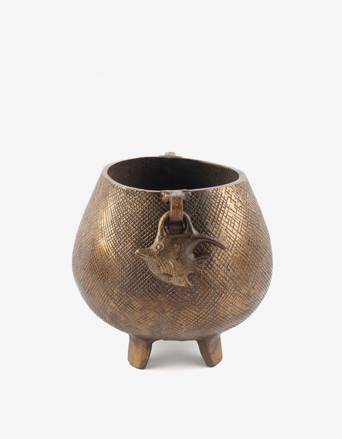 Antique Fish Handled Metal Vase